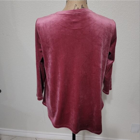 WESTBOUND PINK velvet  long sleeve shirt size‎ PM petite - Picture 2 of 5